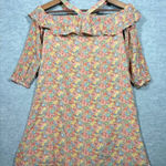 Madewell  Floral Off-Shoulder Silk Dress Ruffle Cross-Back‎ Straps Size 00 Floral Photo 0