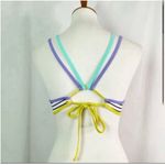 Victoria's Secret Victoria’s Secret Strappy Bikini Top High Neck Size Small Striped - top only Photo 1