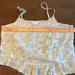 Abound  Womens Large Tank Top Ruffle Sleeveless‎ Blue Green Floral  Casual Top Photo 7