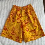 Vintage 80sCosby high waisted, pleated, wideleg abstract pattern cuffed shorts S Orange Photo 2