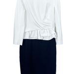 Paule Ka Long Sleeve Peplum Colorblock Sheath Dress White Black Size 38/US 6 Photo 0