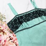 Karin Stevens 🍁 Vintage Y2K Mini Slip Tank Top Blouse Women’s Sz 18 Teal w/ Lace Photo 1