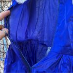 Vintage Victorian Shakespeare Style blue sateen and lace puff sleeve dress Size XS Photo 5