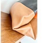 CELINE Soft Calfskin Leather Shoulder Bag & Pouch Set Mellow Orange Black Photo 12