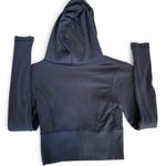 Garage Grey  ribbed zip-up hoodie with long sleeves. Size small. Photo 1