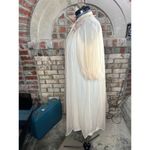 robe chiffon puff sleeve cream pink brown taupe floral 1950s Size L Photo 7