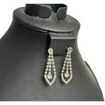 3PC Bridal Set Silver Tone Luxurious Rhinestone Statement Necklace Earrings Photo 2