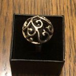 Sterling Silver Vintage BARSE Onxy Cabochon  Scroll Cage Overlay Cocktail Ring Photo 8