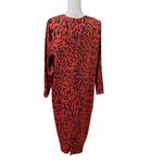 ZARA Woman Red Leopard Print Midi Dress Animal Print Long Sleeve XL Photo 4