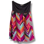 Roxy Womens Strapless Dress Multicolor Chevron Gray Bodice M Teal Orange Black Photo 2