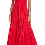 Free People NWT Sundrenched Smocked Puff Sleeve Maxi Dress In Atlas Red Photo 0