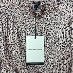 Who What Wear NWT Who What Wear Pink Mini Leaves Smocked Puff-Sleeve Peplum Top Size S Photo 1