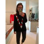 VICTOR GLEMAUD Black Red White Candy Detail Cotton Cashmere V Front Sweater S Photo 14