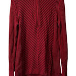 Eddie Bauer Sweater Women's Size Small Red Hooded 1/4 Zip Soft Ribbed Knit City Photo 0