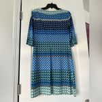 Donna Morgan Blue Diamond Geometric Dress Size 8 Stretch Career Church Wedding Photo 4