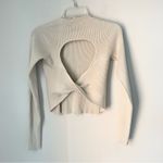 Lulus Seasonally Chic Cream Ribbed Knit Cutout Twist-Back Sweater Photo 5