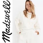 Madewell NWT MWL Ribbed Funnelneck Sweatshirt Medium Cream Relaxed Slouchy Boxy Photo 1