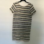 ZARA  Low Back Cream Black Striped Tweed Shift Tunic
Mini Dress Fringe Detail XS Photo 3