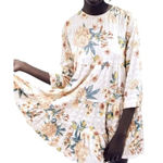 ZARA  Dress Women XS Ivory Ecru Floral‎ Print Long Sleeve Babydoll Mini Boho Photo 0