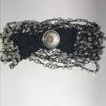 Black Crochet Clear Seed Bead Multi Strand Boho Bracelet Photo 4