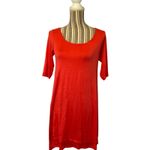 Luxe Coral 3/4 Sleeve Scoop Neck Keyhole Back Basic Dress Women Sz S Photo 1