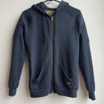 Aviator Nation  Navy Blue Full Zip Up Quilted Moto Hoodie Women’s Size XS Photo 0