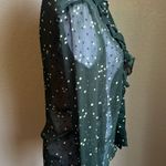 H&M  green ruffle shear long sleeve button up shirt | 2 Photo 2