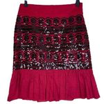 Moulinette Soeurs  Red Skirt with Black Sequins Size 0 Photo 0