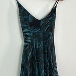 Lulus Lulu’s| Black and Teal Leaf Print Handkerchief Dress sz Small Photo 0