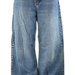 Reformation Cary Blue High Rise Studded Baggy Wide Leg Slouchy Denim Jeans Sz 30 Photo 0