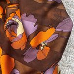 Retro Cejon Brown & Orange Floral Rectangle Neck Scarf Photo 1