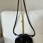 Fendi VINTAGE Black Patent Leather EVENING Bag BLACK WITH NAVY STRAP with COA Photo 11