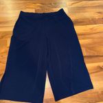 Susan Graver Navy Blue Wide Leg Cropped Slits Pockets Womens Size MP liquid knit Photo 0