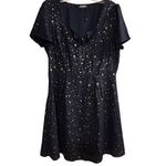 Allegra K Women's Star Print A-Line Short Dress Blue Gold Stars Size M Photo 1