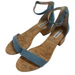 Steve Madden Irenee C Denim Ankle Strap Cork Block Heels Women's Size 9.5 M Photo 4