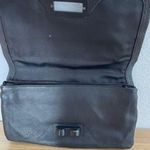 BCBGMAXAZRIA Black Cream Calf Hair Snake Print Leather Clutch Photo 6