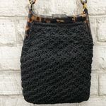 Vintage CHRISTIAN LIVINGSTON Black Crochet Tortoise Chain Clutch Shoulder Bag Photo 5