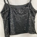 No Boundaries  Black Sequin Crop Tank Top Womens M FLAW Going Out Party Glam NYE Photo 7