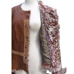 Cache Lamb Leather Lamb Fur Trim Suede Jacket Coat Lined Embellshed NWT $598 Photo 7