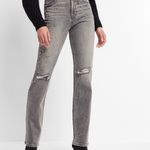 EXPRESS Ripped Pearl and Rhinestone Embellished Modern Straight Jeans- Size 6 Photo 1