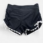 ATTRACO feminine black white girly ruched tie side High Waisted Swim Boy Shorts Size XL Photo 1