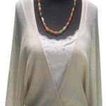 Cache Gold Knit Metallic Peek A Boo Faux Wrap Top New Banded Bottom NWT $98 Photo 11