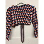 Ronny Kobo Sz XS Orange Blue sweater Geometric Print V Photo 6