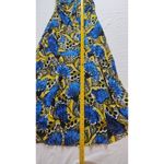 Nine West  Blue Bright Surf/Sunflower Abstract Halter Stretch Maxi Dress Sz14-$98 Photo 8