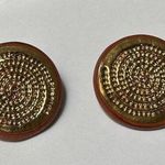 Signed Lewis Handmade Hand Crafted Round Ceramic Clip On Earrings Photo 0