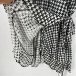Passion Lilie Houndstooth Cotton Black White Ruffle Hem‎ Mini Wrap Dress Size XL Photo 6