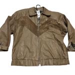 Comint Genuine Leather Suede Mix Bomber Jacket Mens Size Medium Brown Vintage Photo 0