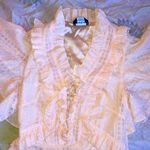 Bebe NWOT Lace Ruffle Babydoll Western Blouse Size Small Baby Pink Photo 1