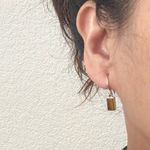 Vintage SU 925 Sterling Silver Tigers Eye Small Dangling Earrings 1.7g. Photo 2