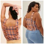 Anthropologie  Verb By Pallavi Singhee Ruffled Plaid Top Size XL Smocked Bohemian Photo 11